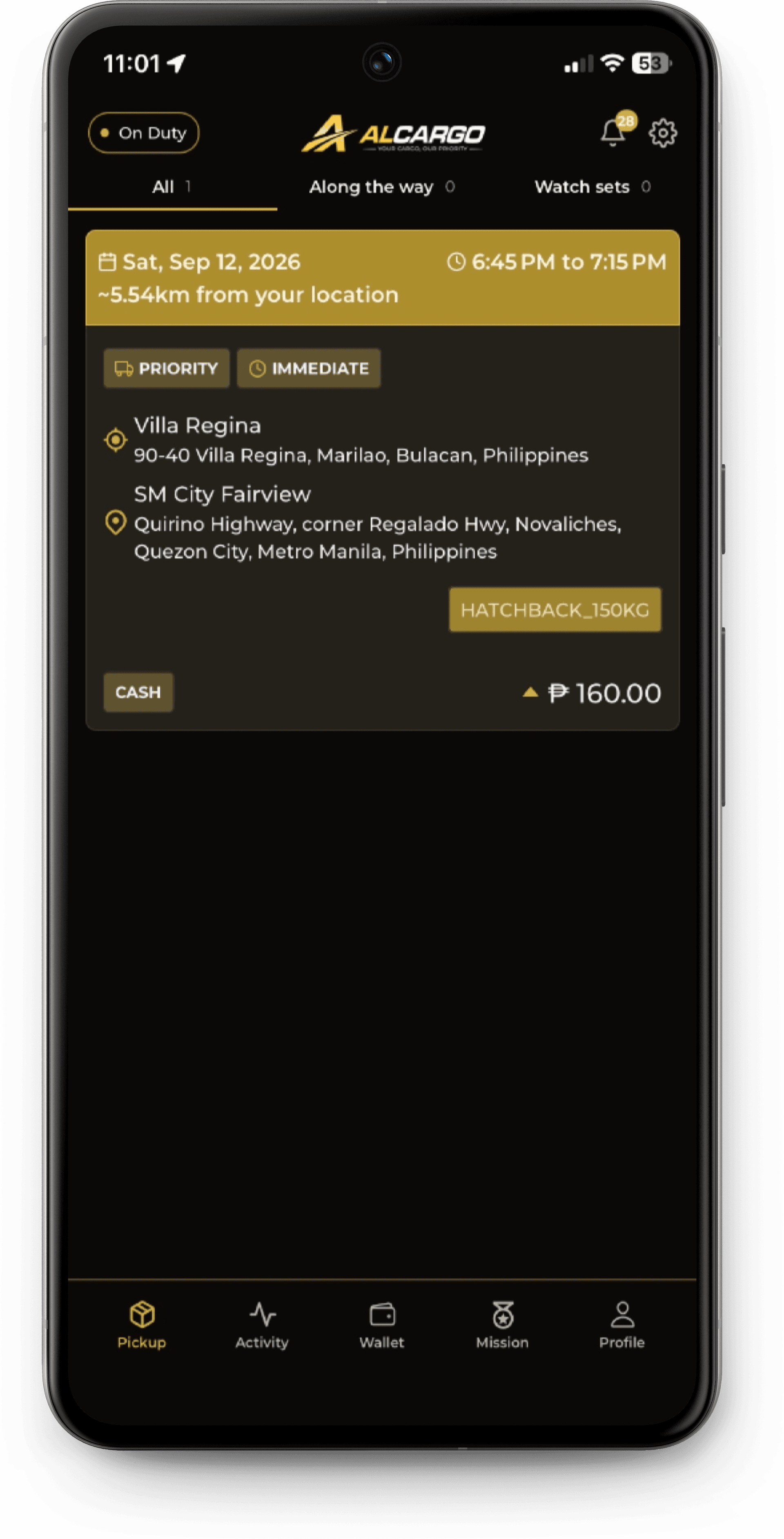 Preview of the Alcargo Driver app